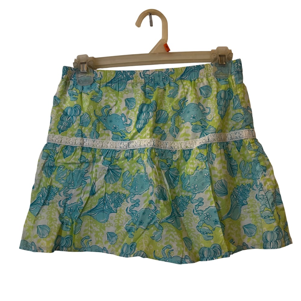 Lilly Pulitzer Skirt Sz 10 Mini White Label Seashell Crab Print